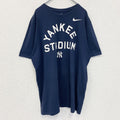古着 used　NIKE ナイキ　半袖プリントTシャツ　MLB　ニューヨークヤンキース　NY　スウッシュロゴ　ネイビー　XXL