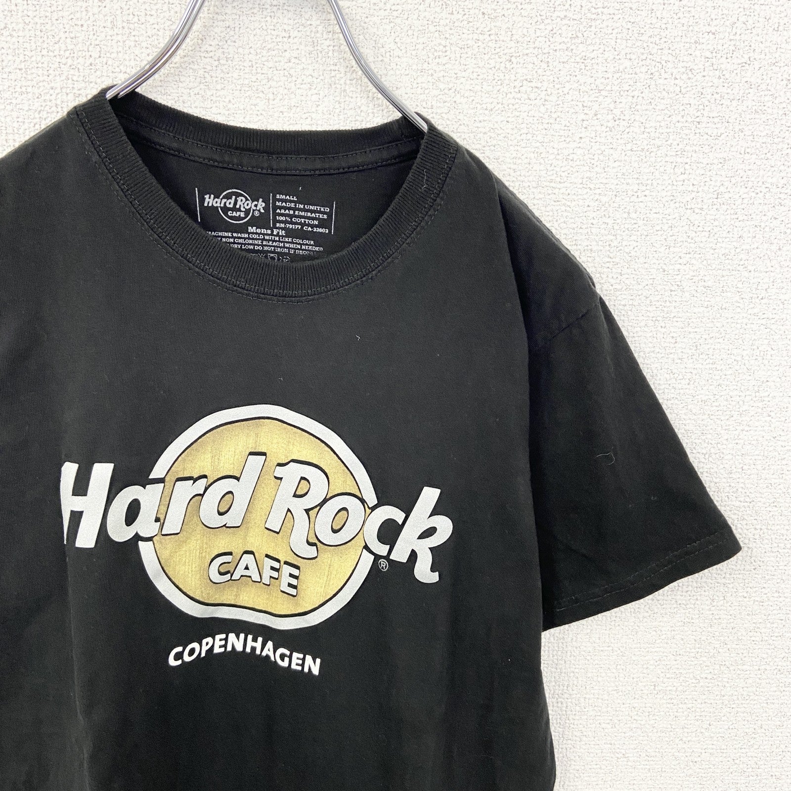 古着 used　Hard Rock CAFE ハードロックカフェ　半袖ロゴプリントTシャツ　黒　ブラック　コペンハーゲン　Sサイズ