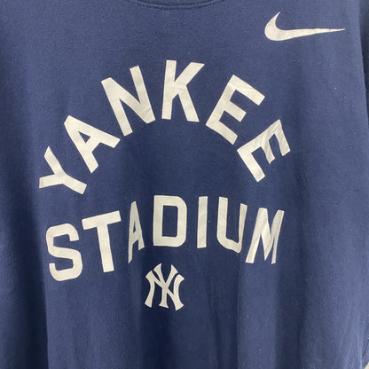 古着 used　NIKE ナイキ　半袖プリントTシャツ　MLB　ニューヨークヤンキース　NY　スウッシュロゴ　ネイビー　XXL