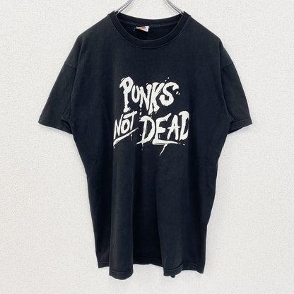 古着 used　FRUIT OF THE LOOM　半袖プリントTシャツ　カジュアル　クルーネック　黒色　レトロ　Mサイズ