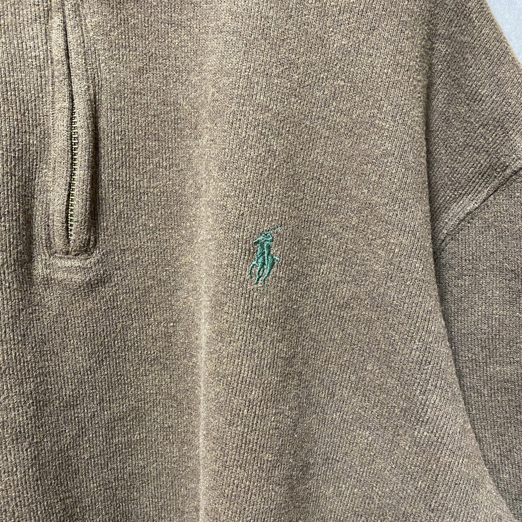 Polo by Ralph Lauren　ラルフローレン　ハーフジップスウェット　コットンニット　茶　XLサイズ　