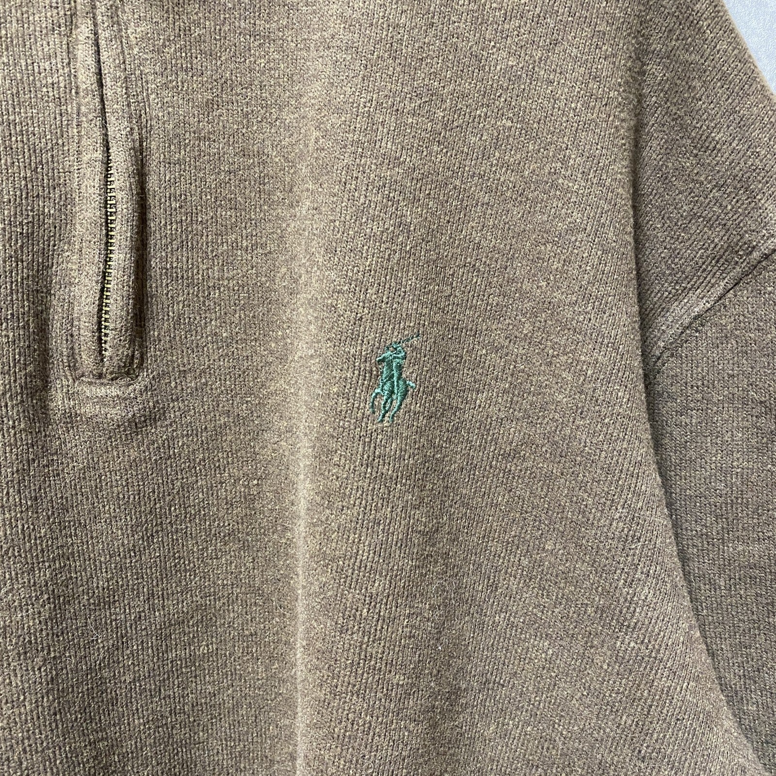 Polo by Ralph Lauren　ラルフローレン　ハーフジップスウェット　コットンニット　茶　XLサイズ　