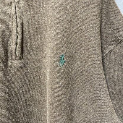 Polo by Ralph Lauren　ラルフローレン　ハーフジップスウェット　コットンニット　茶　XLサイズ　