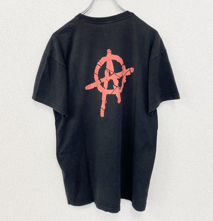 古着 used　FRUIT OF THE LOOM　半袖プリントTシャツ　カジュアル　クルーネック　黒色　レトロ　Mサイズ