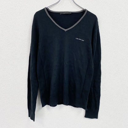 Calvin Klein Jeans　カルバンクラインジーンズ　コットンニットセーター　Vネック　刺繍ロゴ　黒　ブラック　Lサイズ　
