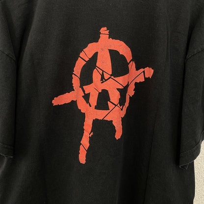 古着 used　FRUIT OF THE LOOM　半袖プリントTシャツ　カジュアル　クルーネック　黒色　レトロ　Mサイズ