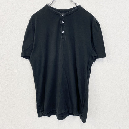 古着 used　BANANA REPUBLIC　半袖無地Tシャツ　ノームコア　シンプル　ヘンリーネック　黒色　レトロ　Mサイズ