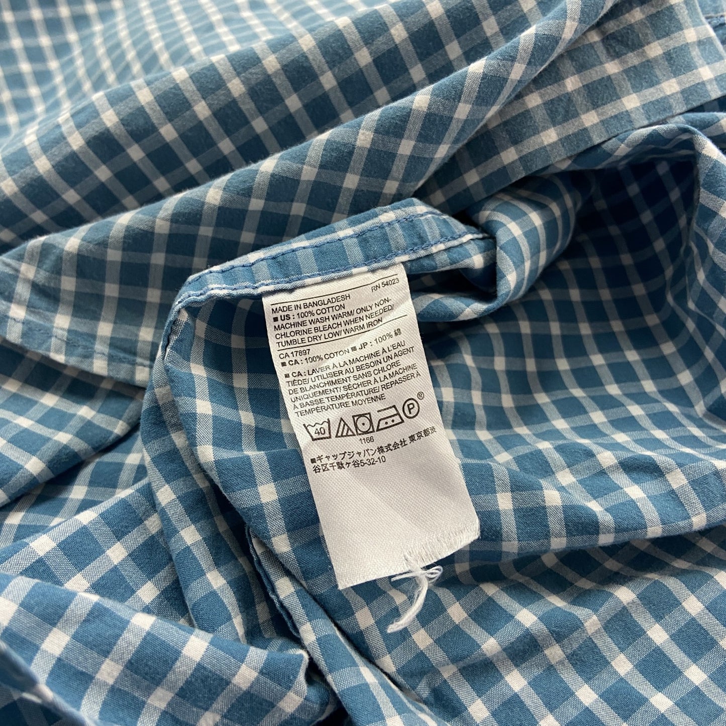 BANANA REPUBLIC　バナナ　パブリック　長袖シャツ　ギンガムチェック　青色　ライトブルー　XLサイズ