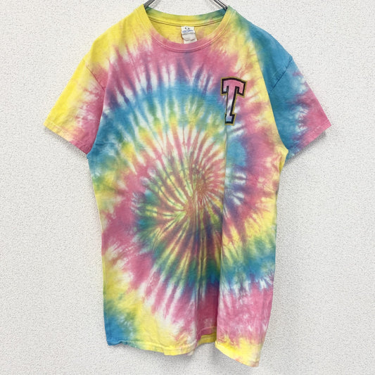 古着 used　GILDAN ギルダン　半袖タイダイ柄Tシャツ　ワンポイント　バックプリント　クルーネック　Mサイズ