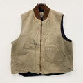 Carhartt　カーハート　フルジップダックベスト　キルティングライナー　中綿入り　ベージュ　XLサイズ