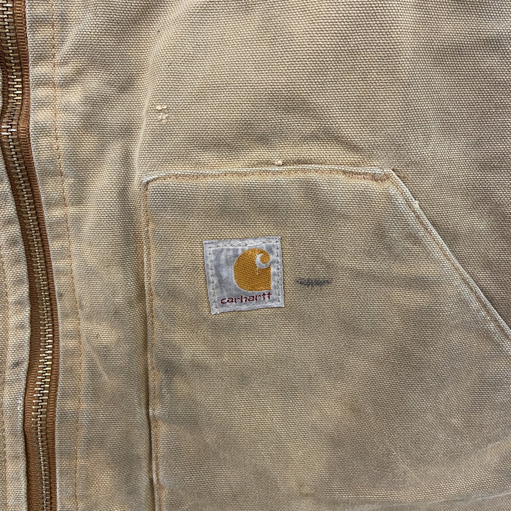 Carhartt　カーハート　フルジップダックベスト　キルティングライナー　中綿入り　ベージュ　XLサイズ