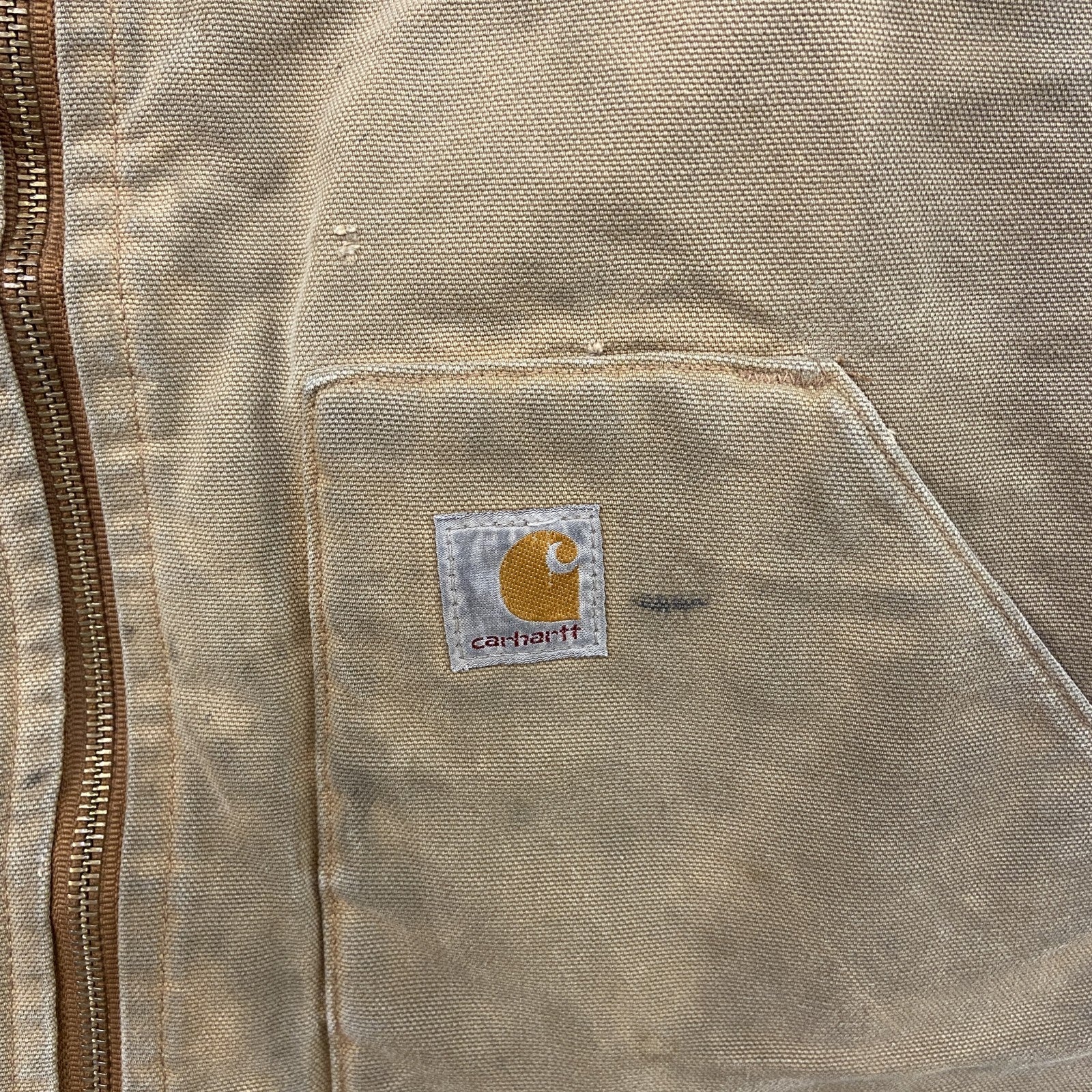 Carhartt　カーハート　フルジップダックベスト　キルティングライナー　中綿入り　ベージュ　XLサイズ