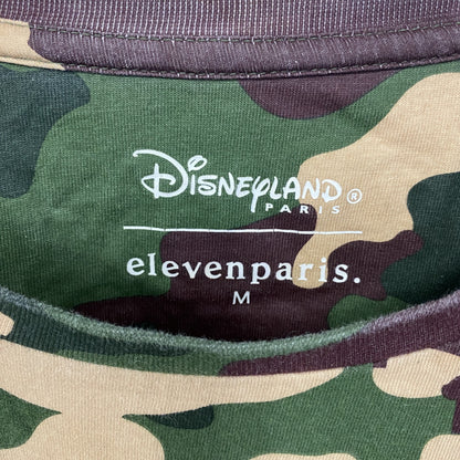古着 used　Disney ディズニー　半袖迷彩柄ミッキープリントTシャツ　クルーネック　レトロ　刺繍ロゴ　カモ柄　Mサイズ