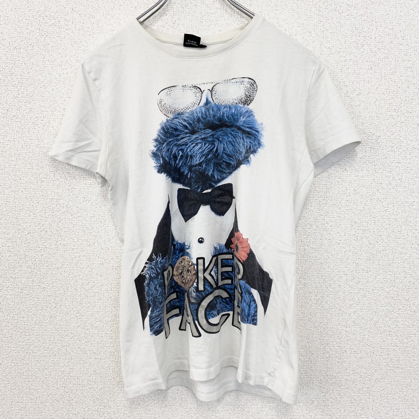 古着 used　SESAMS STRAAT　半袖オリジナルプリントTシャツ　クッキーモンスター　クルーネック　白色　春夏　Sサイズ