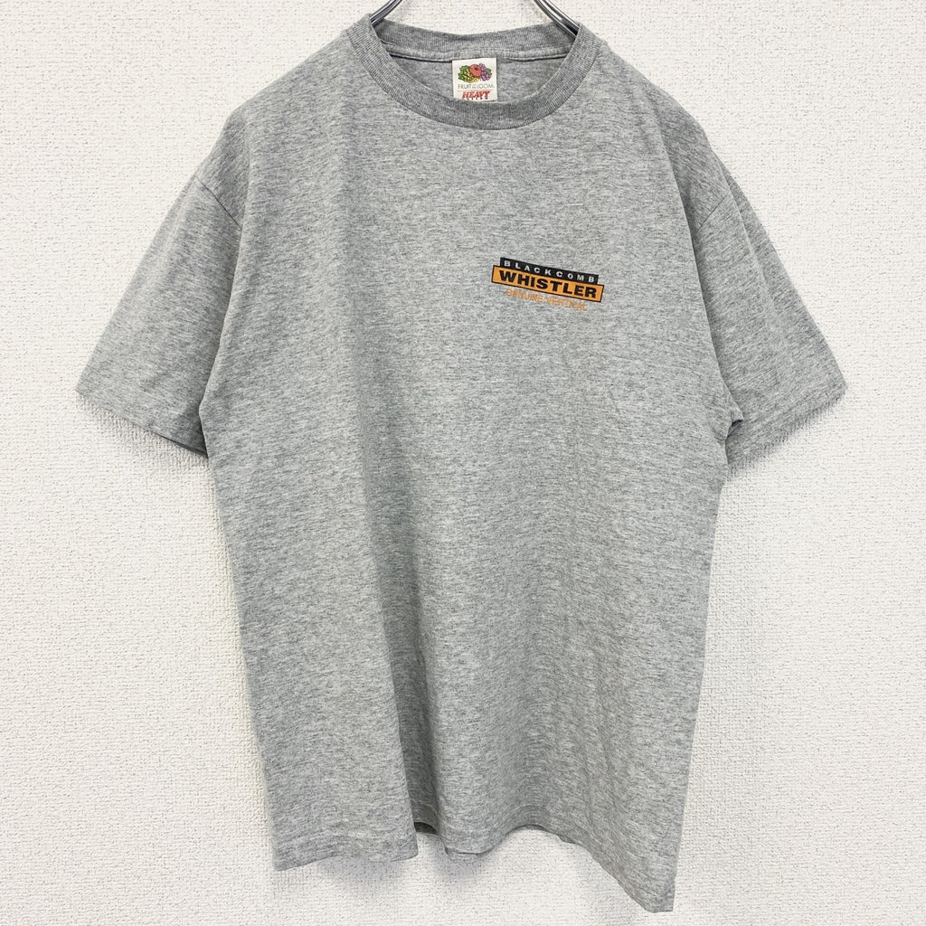 古着 used　FRUIT OF THE LOOM フルーツオブザルーム　半袖ワンポイントTシャツ　バックプリント　グレー　M