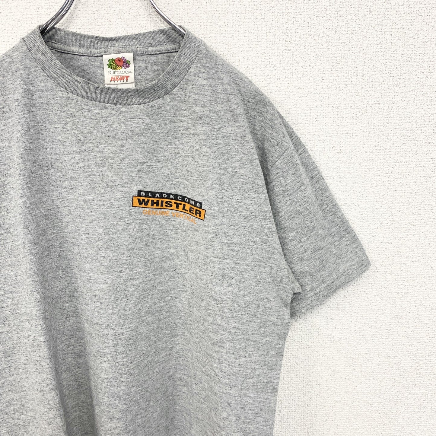 古着 used　FRUIT OF THE LOOM フルーツオブザルーム　半袖ワンポイントTシャツ　バックプリント　グレー　M