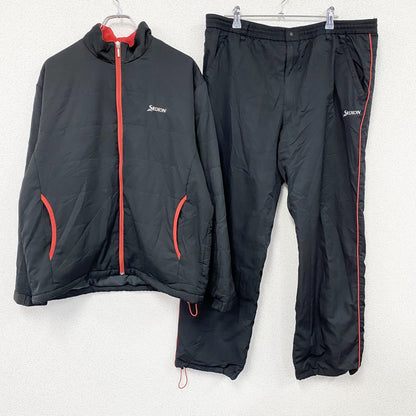 SRIXON　スリクソン　ジャージセットアップ　トラックジャケット　トラックパンツ　中綿入り　刺繍ロゴ　黒　ブラック　Lサイズ