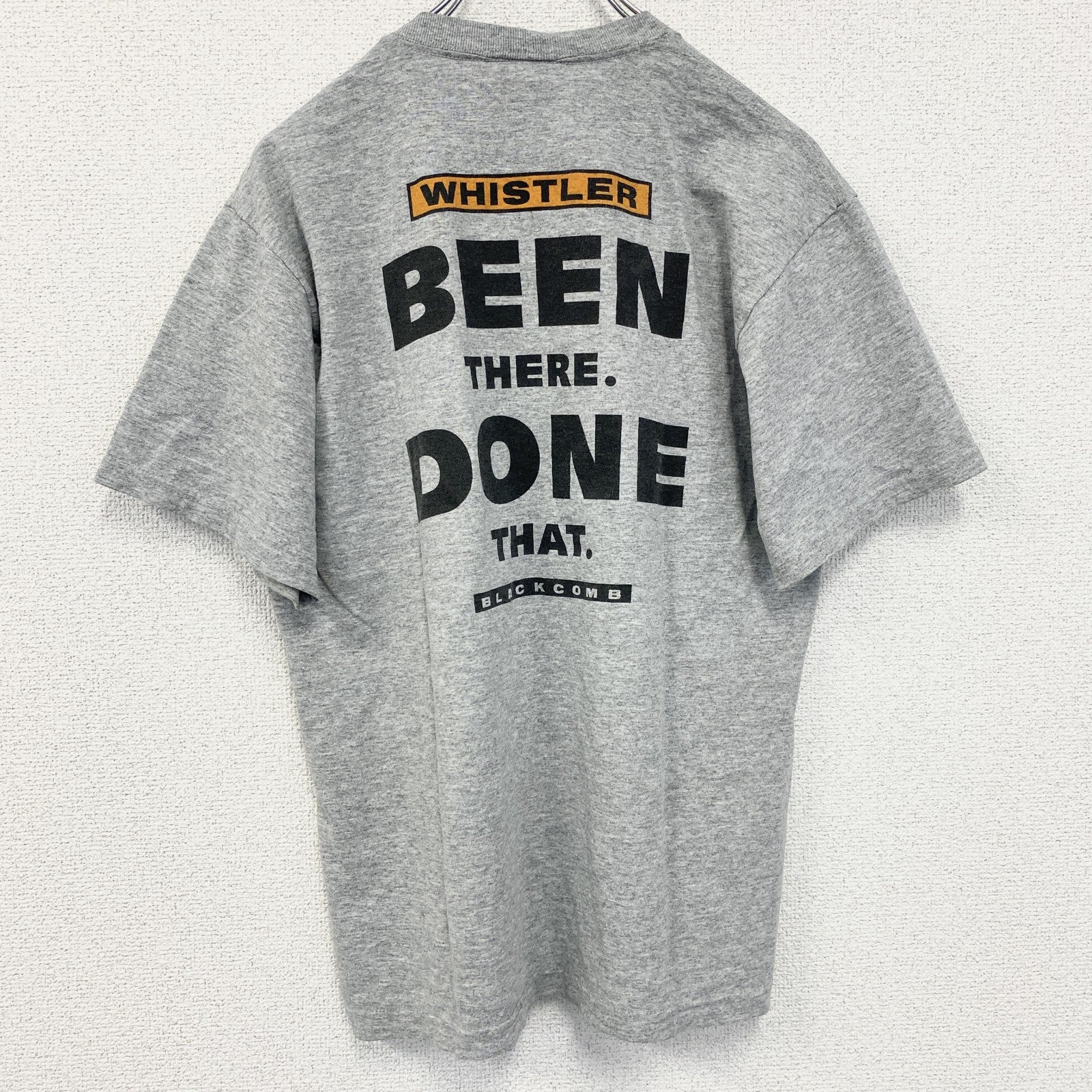 古着 used　FRUIT OF THE LOOM フルーツオブザルーム　半袖ワンポイントTシャツ　バックプリント　グレー　M