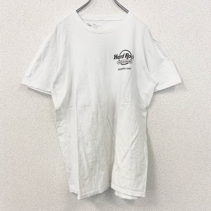 古着 used　Hard Rock Cafe　ハードロックカフェ　半袖デザインTシャツ　白　バックプリント　Lサイズ