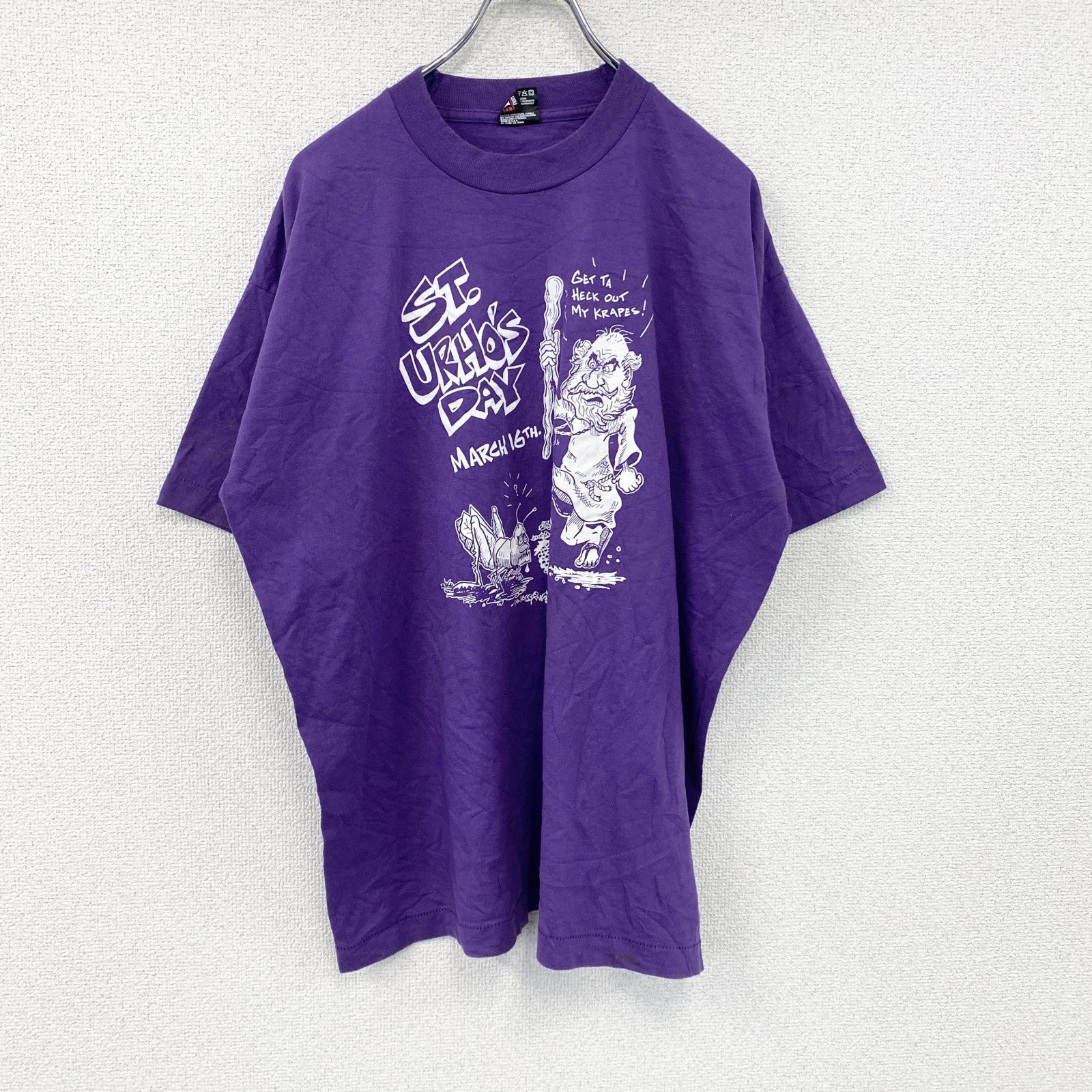 90s　BEST　FRUIT OF THE LOOM　半袖プリントTシャツ　シングルステッチ　ヴィンテージ　紫　パープル　XLサイズ