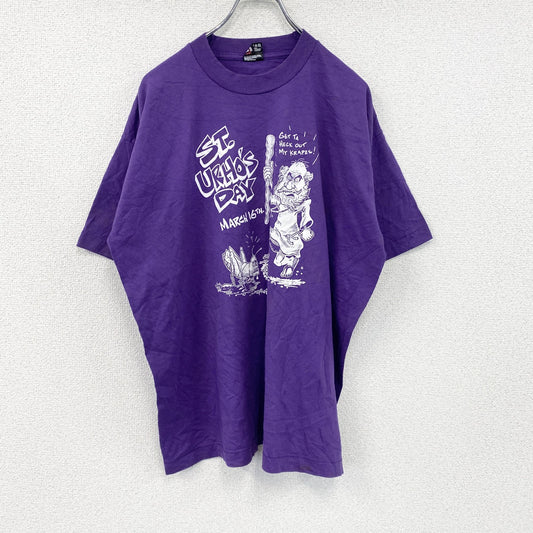 90s　BEST　FRUIT OF THE LOOM　半袖プリントTシャツ　シングルステッチ　ヴィンテージ　紫　パープル　XLサイズ