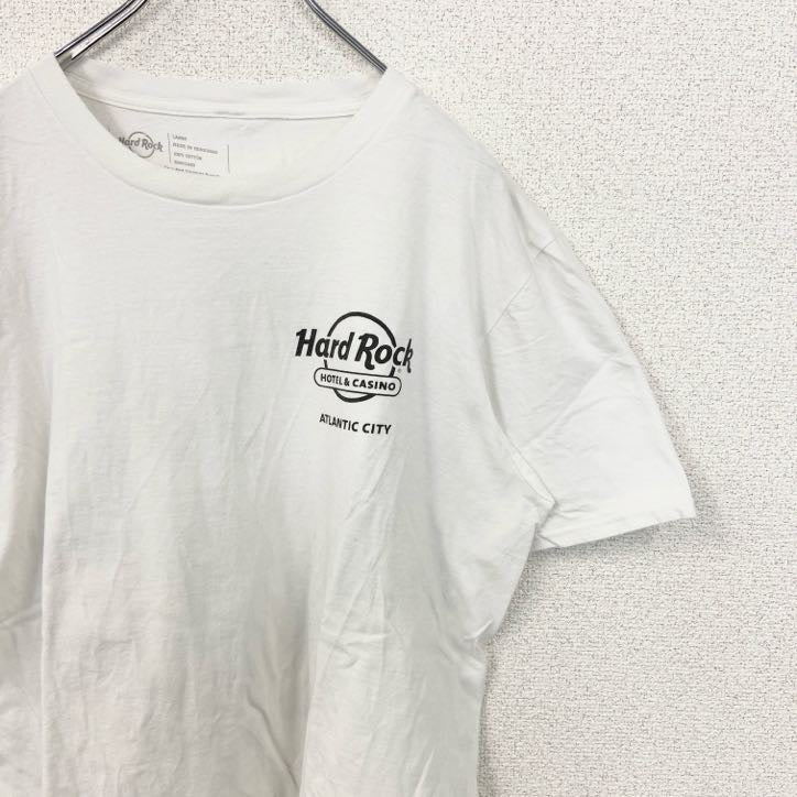 古着 used　Hard Rock Cafe　ハードロックカフェ　半袖デザインTシャツ　白　バックプリント　Lサイズ