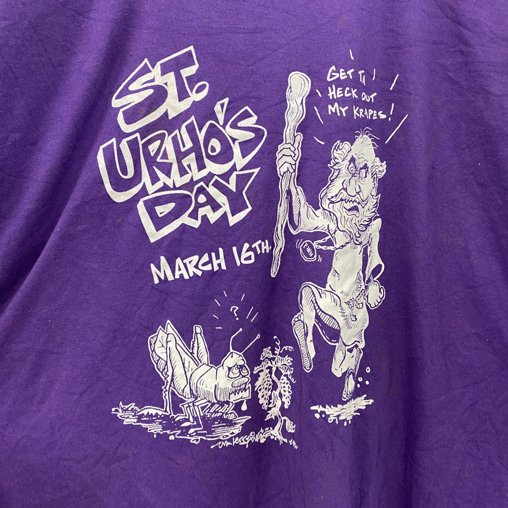 90s　BEST　FRUIT OF THE LOOM　半袖プリントTシャツ　シングルステッチ　ヴィンテージ　紫　パープル　XLサイズ