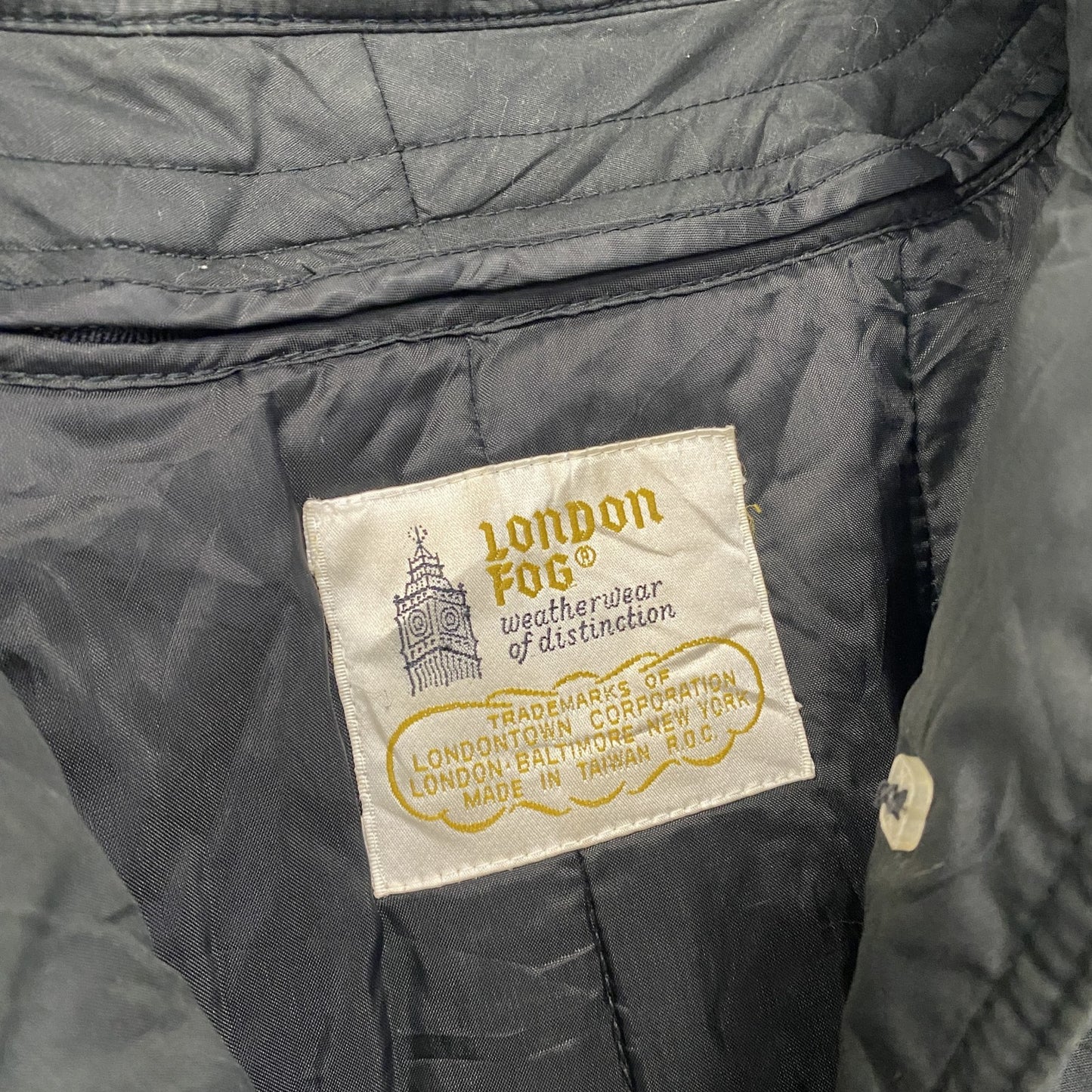 LONDON FOG　ロンドンフォグ　トレンチコート　比翼仕立て　スタンドカラー　黒　ブラック　16サイズ