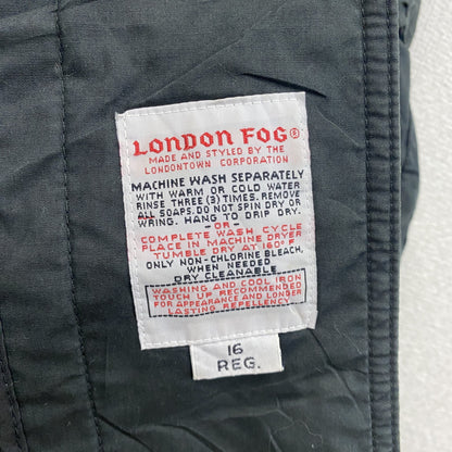 LONDON FOG　ロンドンフォグ　トレンチコート　比翼仕立て　スタンドカラー　黒　ブラック　16サイズ