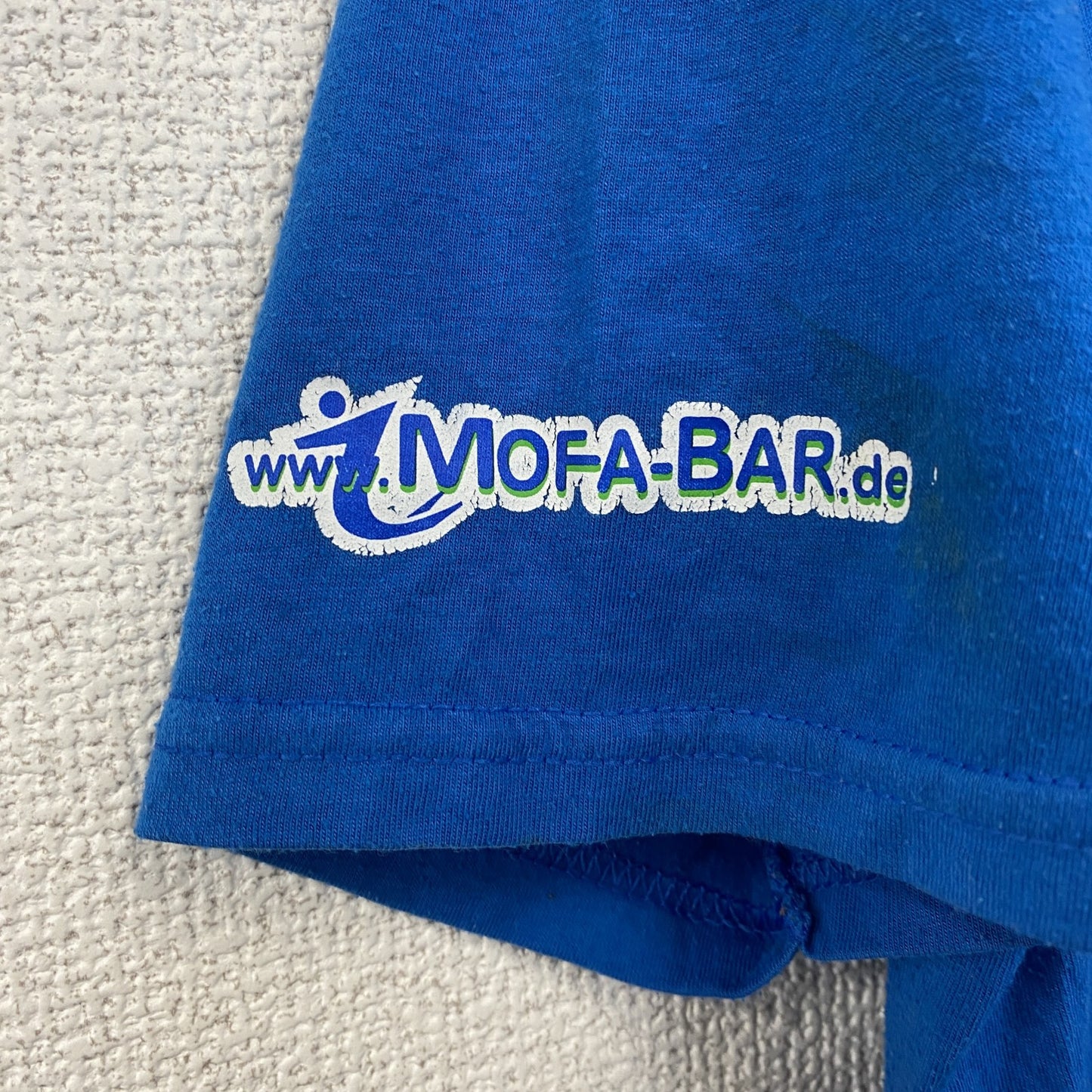 古着 used　anvil アンビル　半袖プリントTシャツ　バイクレーサー　背番号　1　クルーネック　青　レトロ　Mサイズ