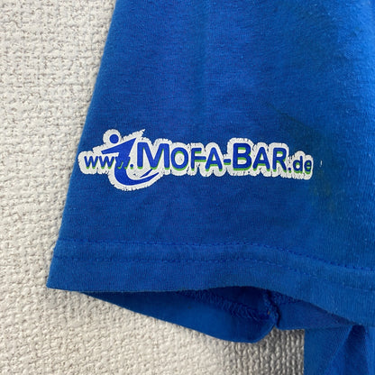 古着 used　anvil アンビル　半袖プリントTシャツ　バイクレーサー　背番号　1　クルーネック　青　レトロ　Mサイズ