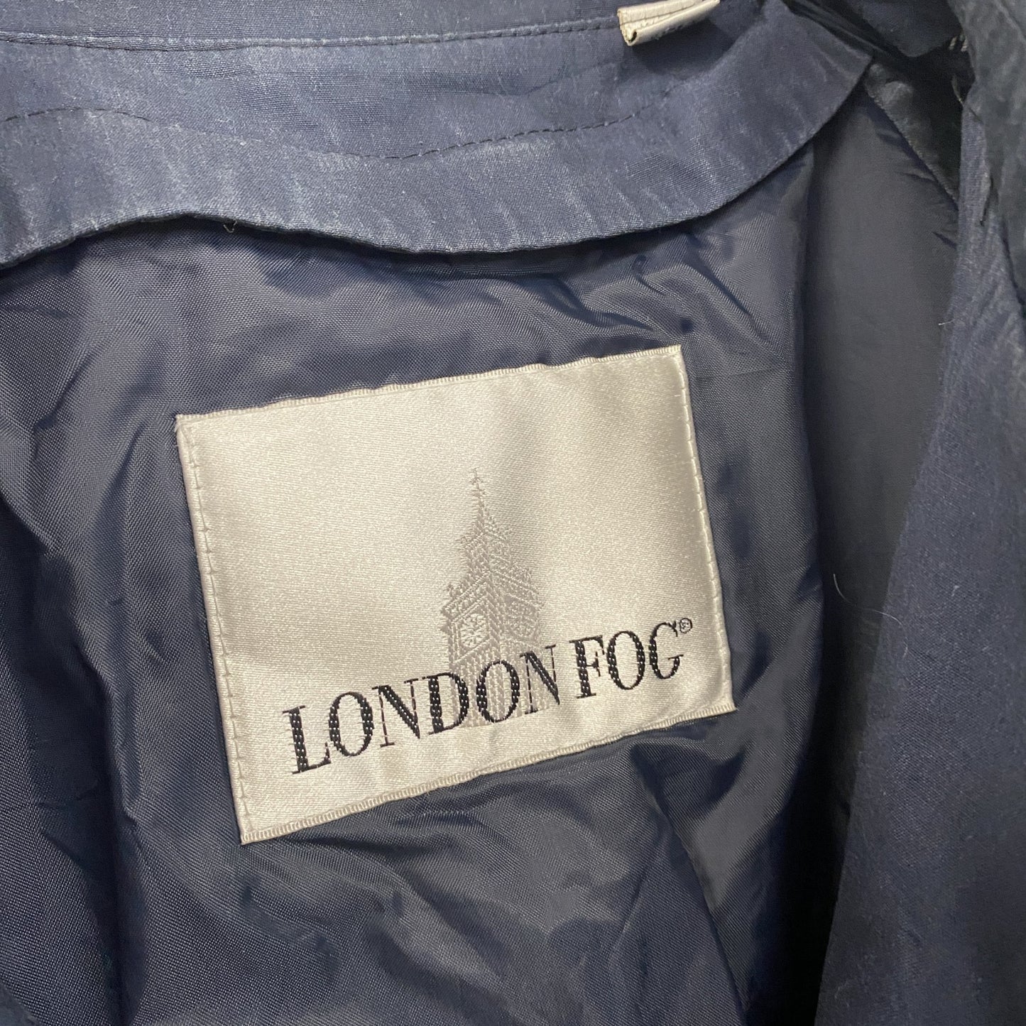 LONDON FOG　ロンドンフォグ　トレンチコート　比翼仕立て　紺　ネイビー　44サイズ