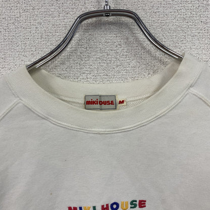 MIKIHOUSE　ミキハウス　スウェット/トレーナー　ラグランスリーブ　刺繍ロゴ　ワッペン　デカロゴ　白　ホワイト　Mサイズ