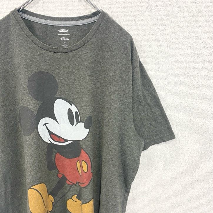 古着 used　OLD NAVY　オールドネイビー　半袖プリントTシャツ　ディズニー　ミッキーマウス　グレー　XLサイズ