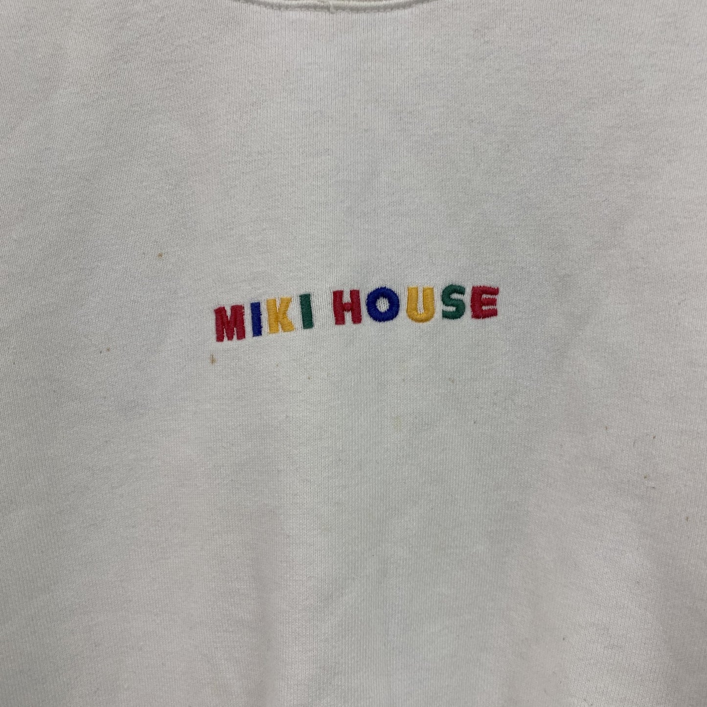 MIKIHOUSE　ミキハウス　スウェット/トレーナー　ラグランスリーブ　刺繍ロゴ　ワッペン　デカロゴ　白　ホワイト　Mサイズ
