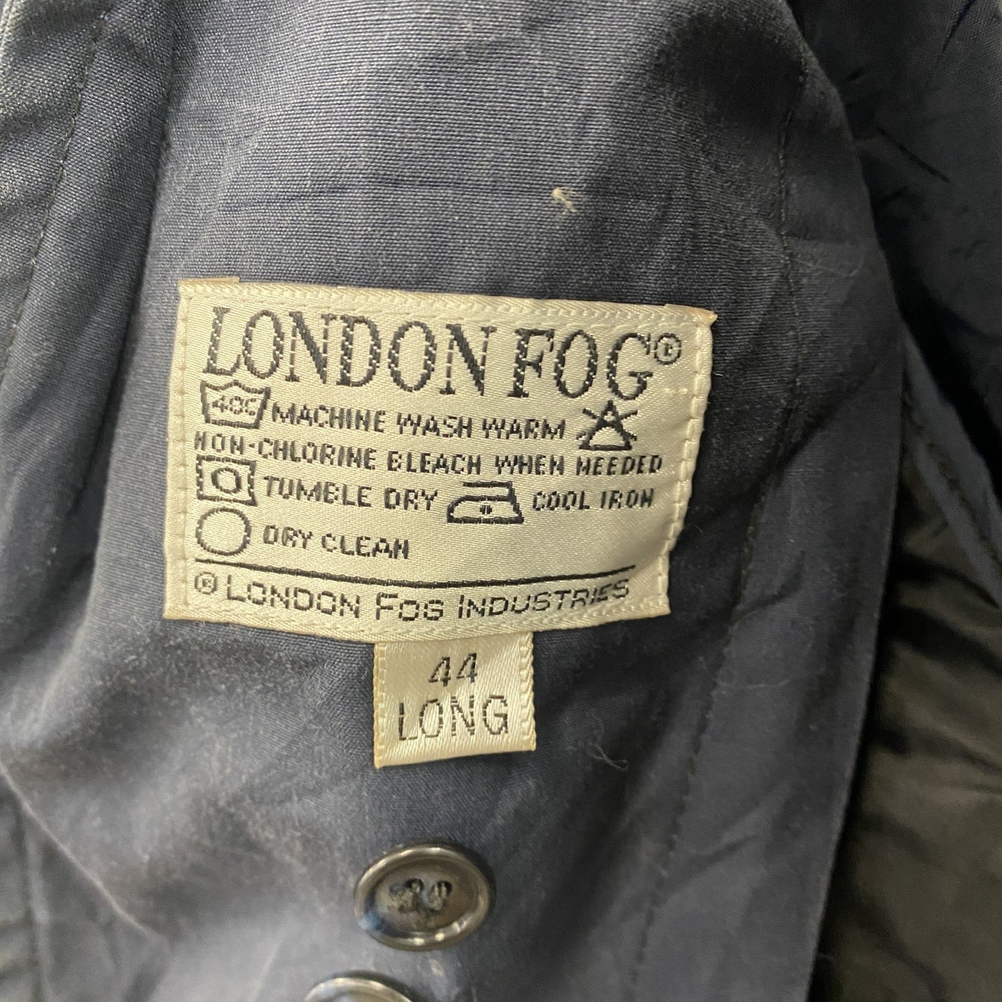 LONDON FOG　ロンドンフォグ　トレンチコート　比翼仕立て　紺　ネイビー　44サイズ