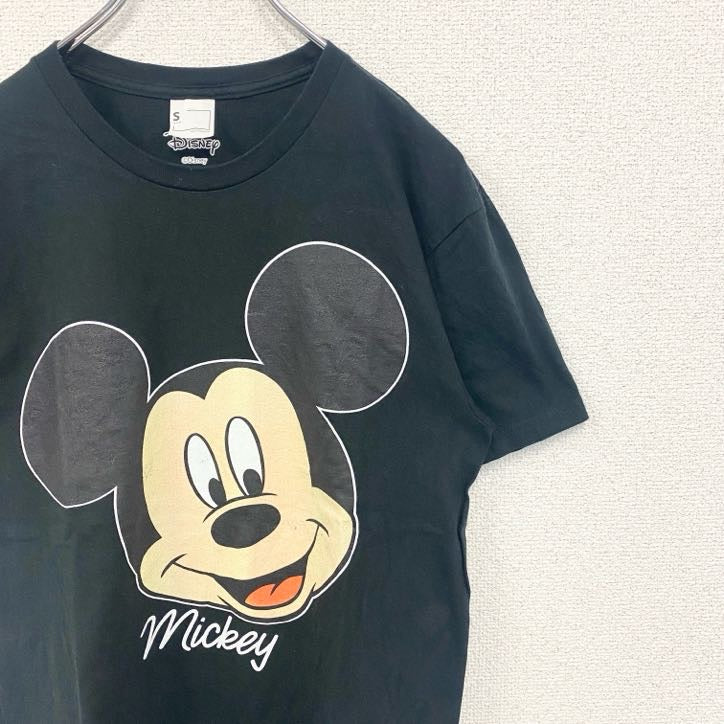 古着 used　Disney　ディズニー　半袖プリントTシャツ　Mickey Mouse　ミッキーマウス　ブラック　黒　Sサイズ