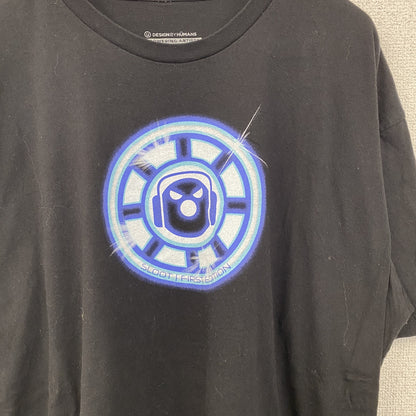 古着 used　DESAIN BY HUMANS　半袖プリントTシャツ　ロボット　カジュアル　クルーネック　黒　レトロ　XLサイズ