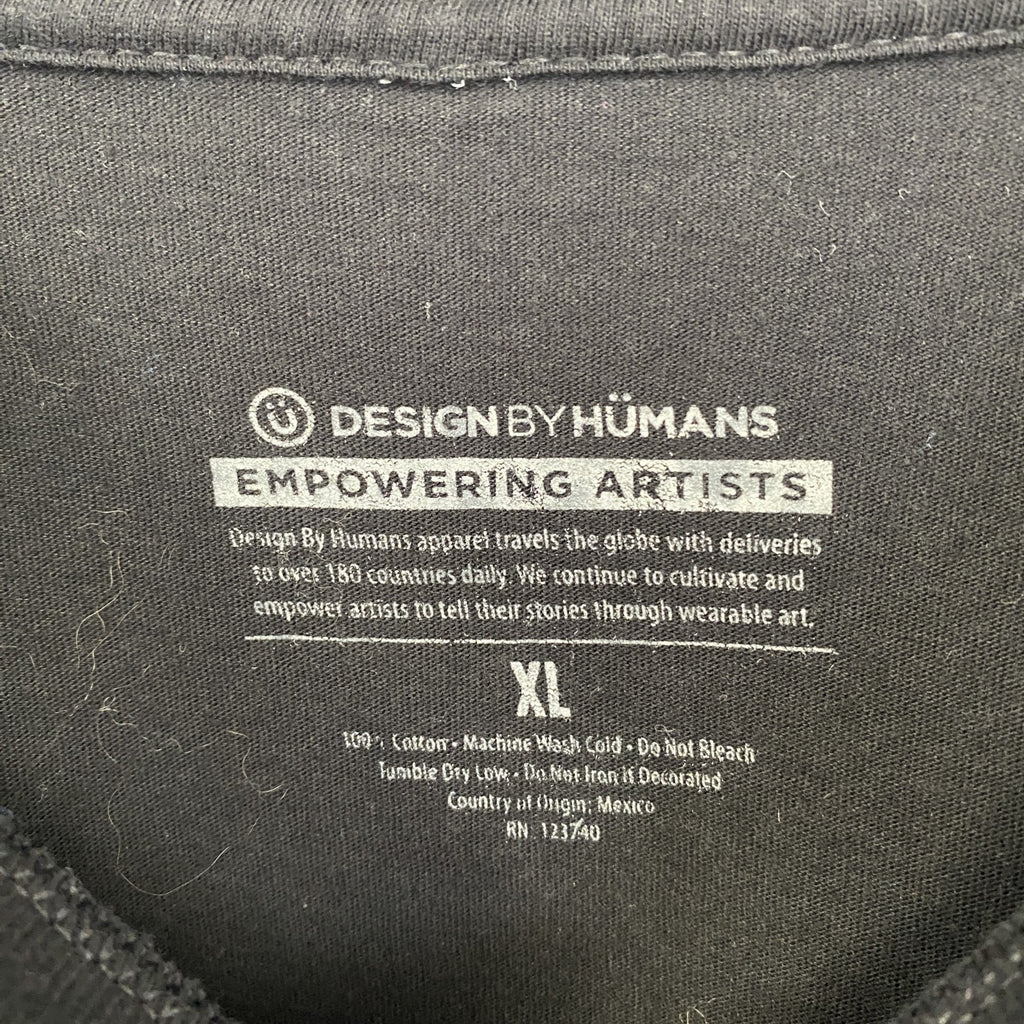 古着 used　DESAIN BY HUMANS　半袖プリントTシャツ　ロボット　カジュアル　クルーネック　黒　レトロ　XLサイズ