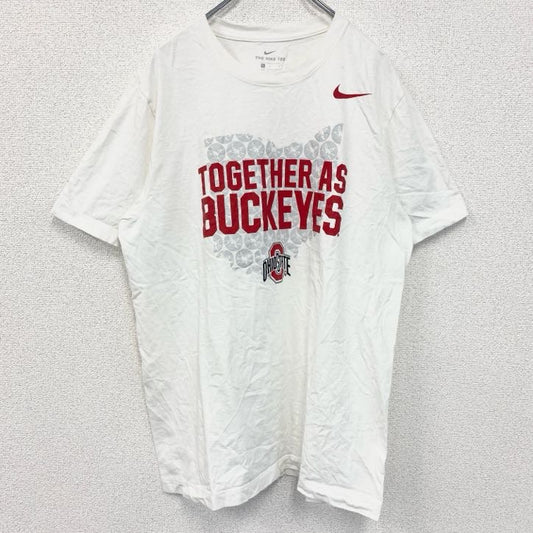 NIKE　ナイキ　半袖プリントTシャツ　オハイオステート・バックアイズ　スウッシュロゴ　クルーネック　白　ホワイト　Lサイズ