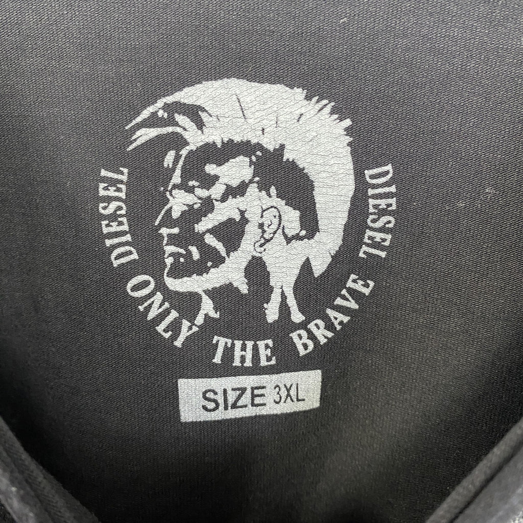 古着 used　DIESEL ディーゼル　長袖プリントTシャツ　カジュアルデザイン　クルーネック　黒　レトロ　3XLサイズ