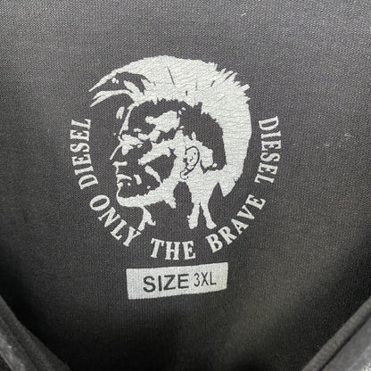 古着 used　DIESEL ディーゼル　長袖プリントTシャツ　カジュアルデザイン　クルーネック　黒　レトロ　3XLサイズ