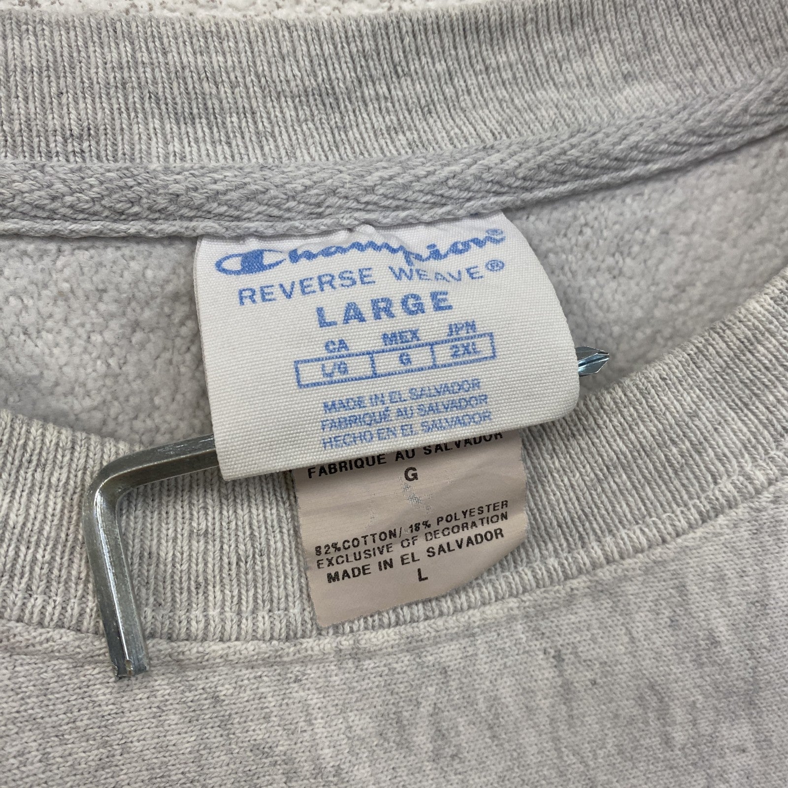 Champion　チャンピオン　リバースウィーブ　スウェット/トレーナー　アーチプリント　霜降りグレー　Lサイズ