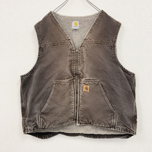 Carhartt　カーハート　フルジップダックベスト　ボアライナー　茶色　ブラウン　XLサイズ