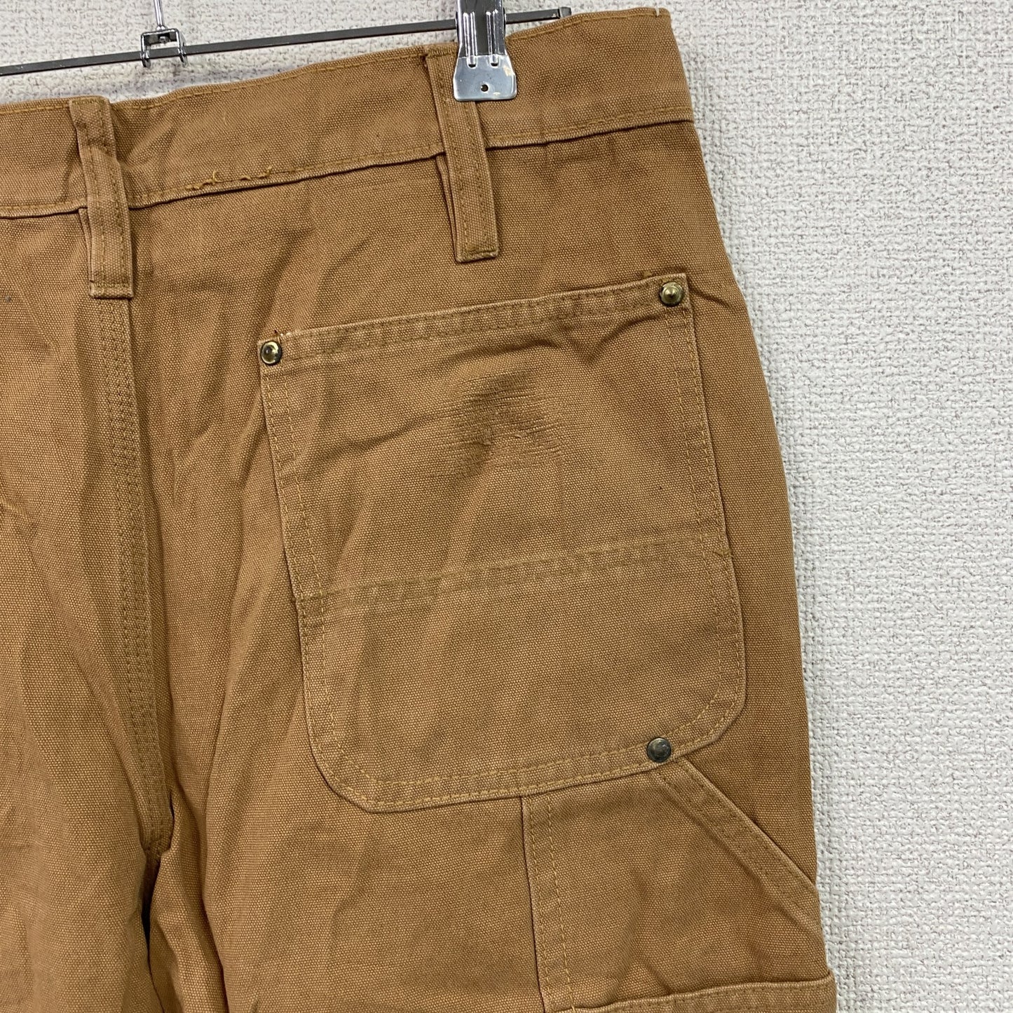 ノーブランド　ダブルニーペインターパンツ　ダックパンツ　ジップフライ　キャメル