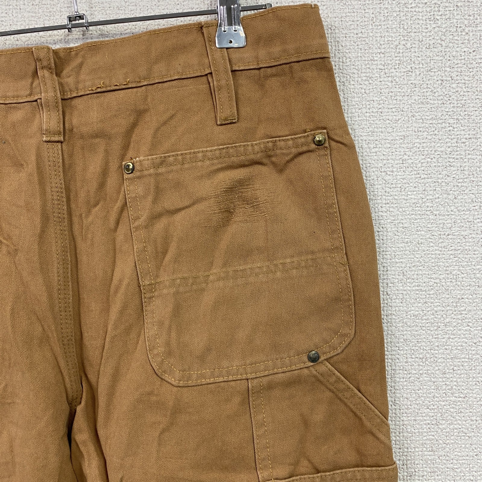 ノーブランド　ダブルニーペインターパンツ　ダックパンツ　ジップフライ　キャメル