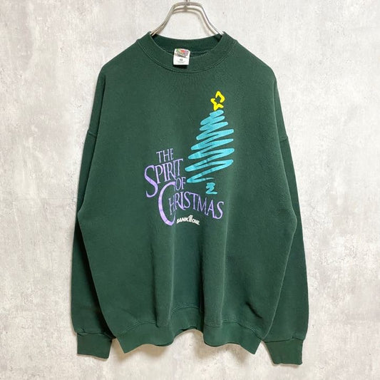 ～00s　FRUIT OF THE LOOM　フルーツオブザルーム　スウェット　クリスマス　グリーン　XLサイズ