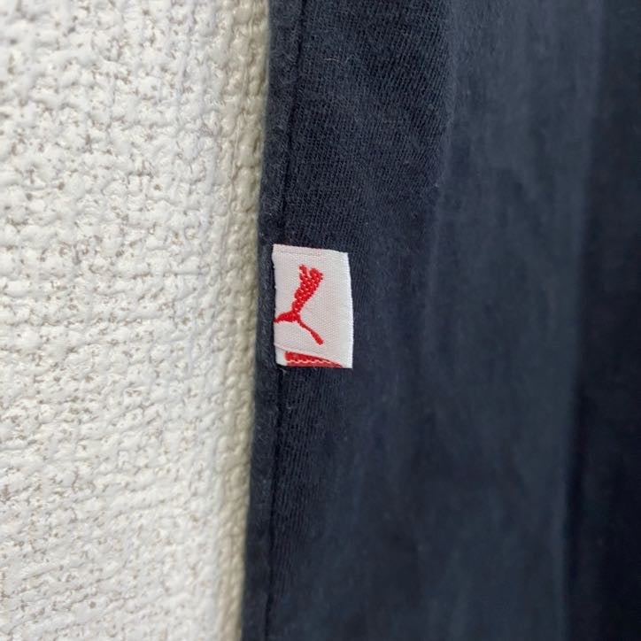 古着 used　puma　プーマ　半袖プリントTシャツ　レトロデザイン　クルーネック　スポーツ　野球　68　黒　ブラック