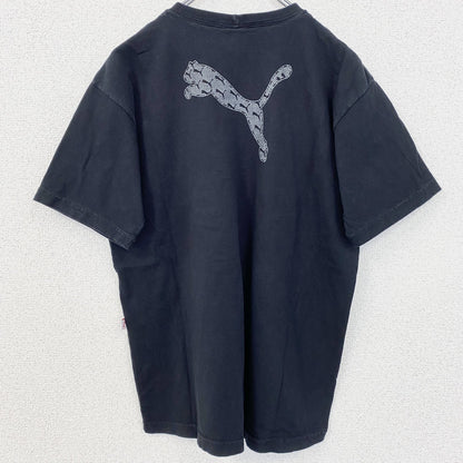 古着 used　puma　プーマ　半袖プリントTシャツ　レトロデザイン　クルーネック　スポーツ　野球　68　黒　ブラック