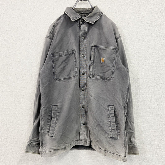 古着 used　Carhartt　カーハート　ダックシャツジャケット　フリースライナー　灰色　グレー　Mサイズ